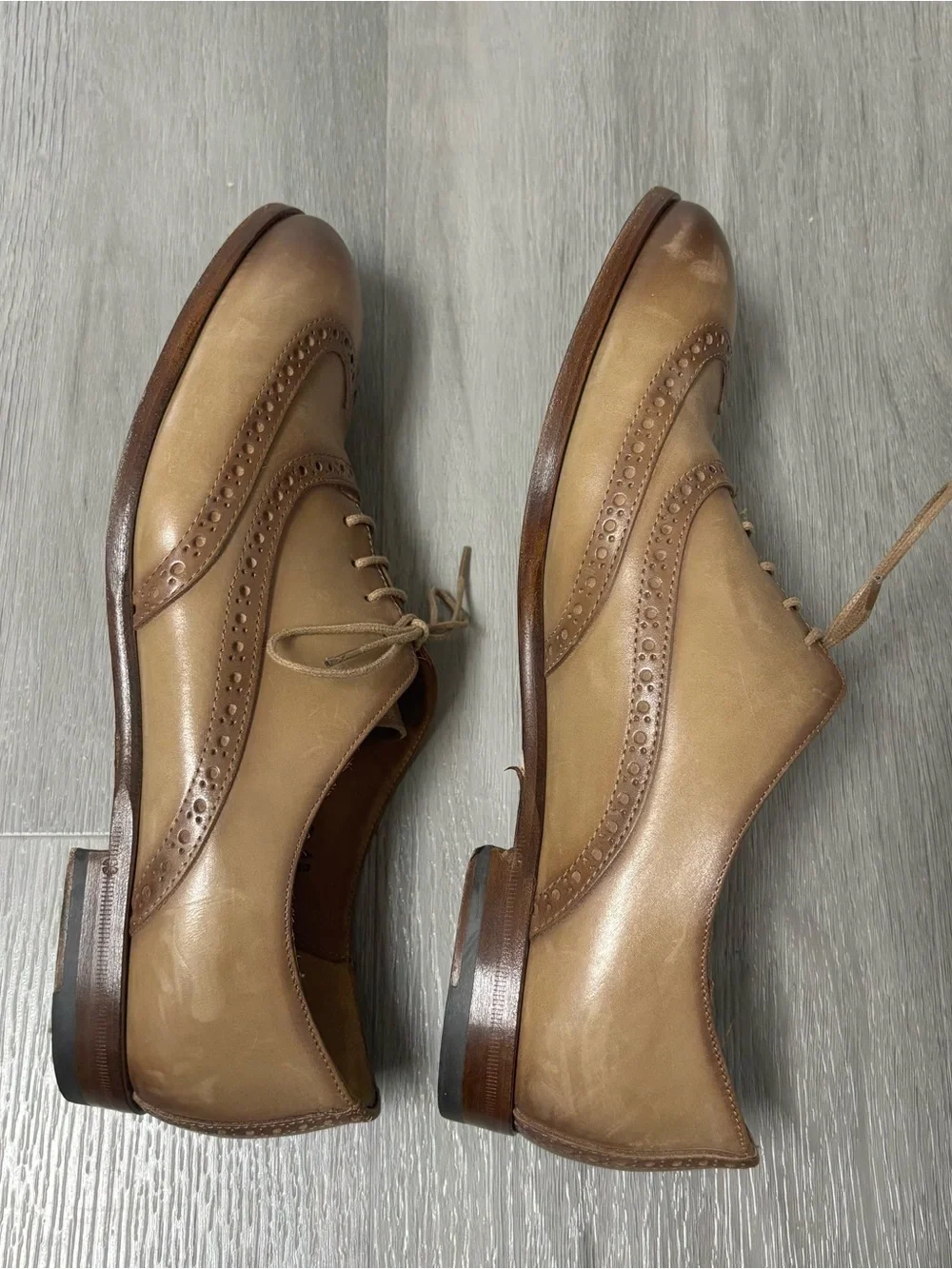 Antonio Maurizi Made in Italy Brown Leather Wingtip Oxfords Shoes Mens Size 9